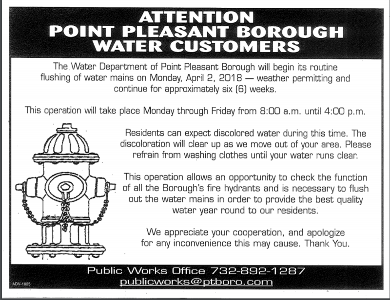 Hydrant Flushing Information Borough of Point Pleasant