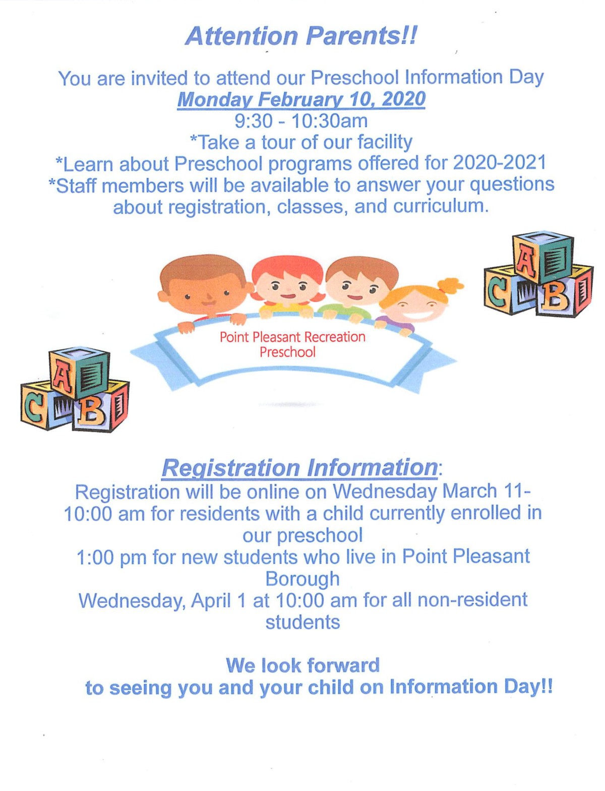 Preschool Policies and Rules - Borough of Point Pleasant Preschool Policies and Rules - Borough of Point Pleasant
