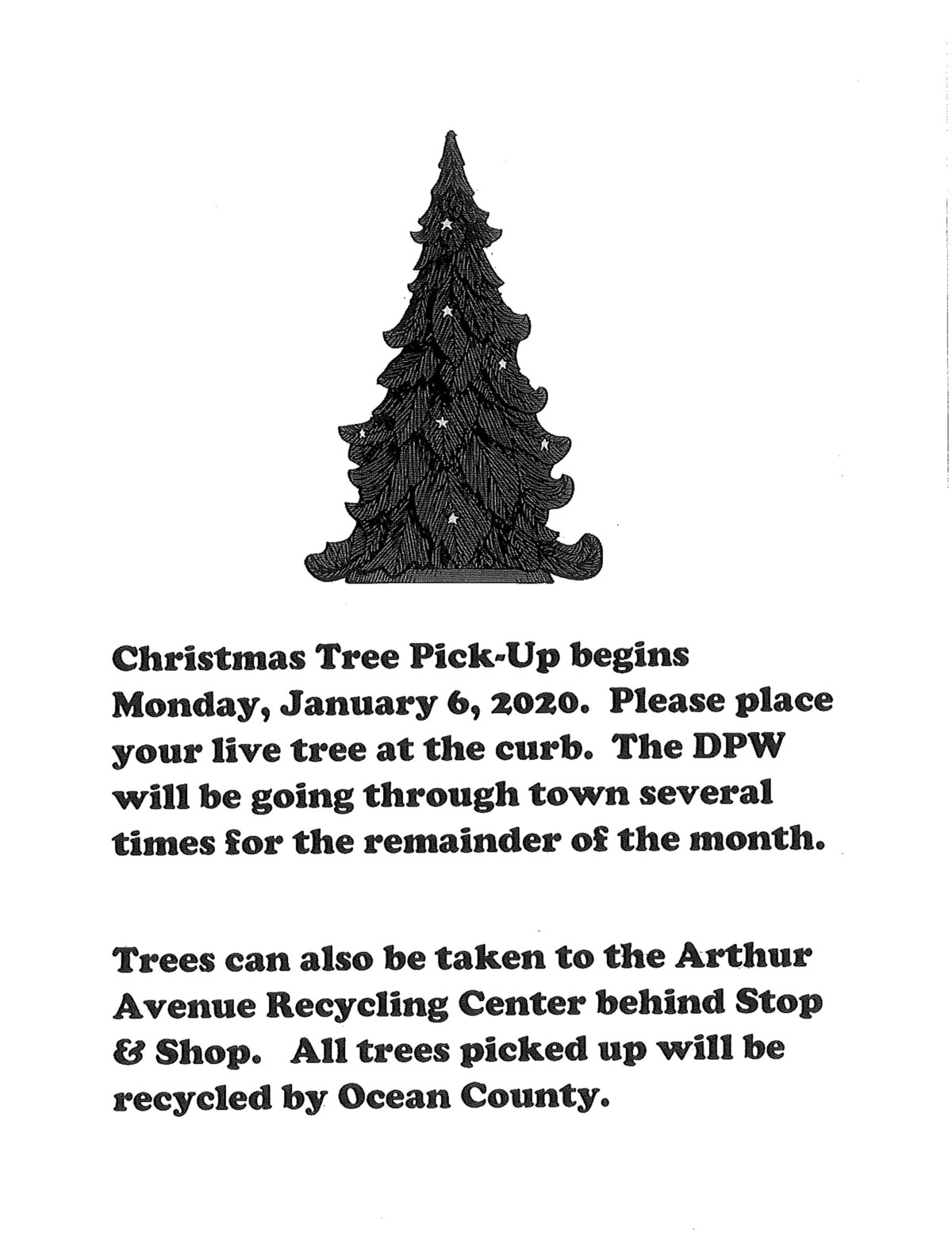 Christmas Tree PickUp Borough of Point Pleasant