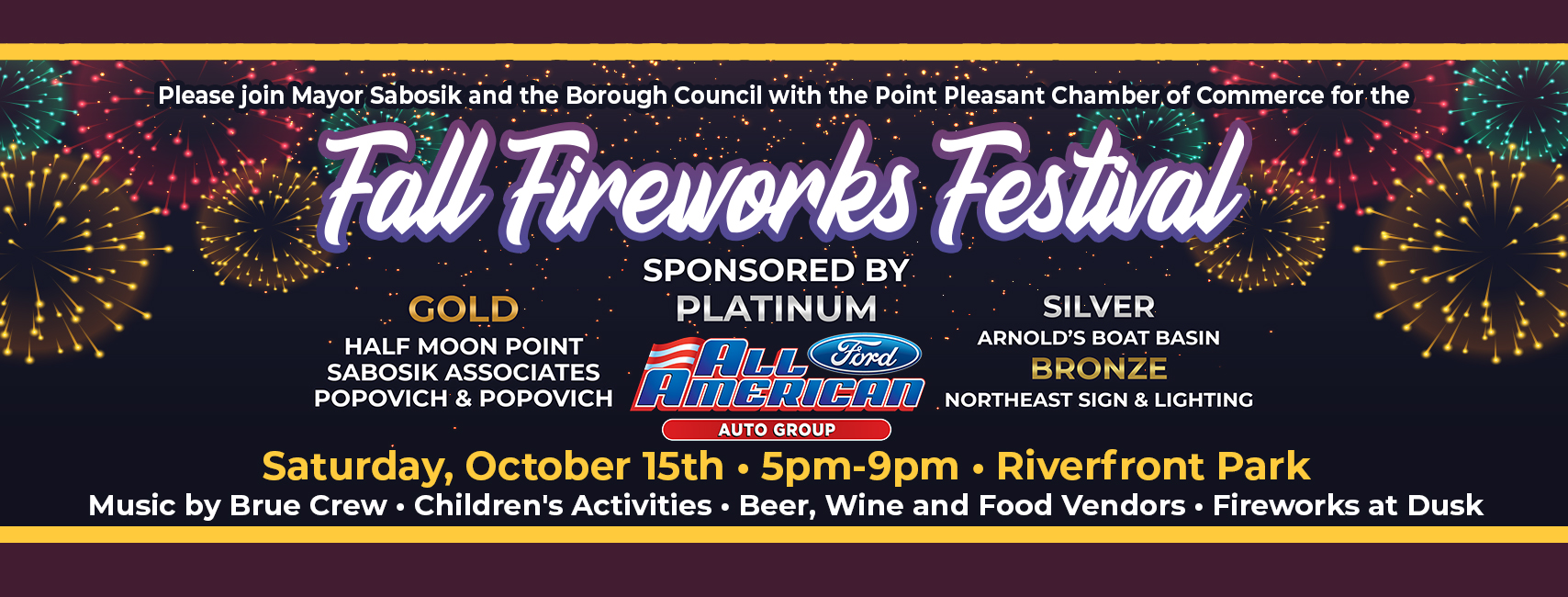 Fall Fireworks Festival Oct. 15th 5PM 9PM Borough of Point Pleasant